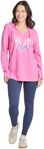 Life is Good. Women's Floral Butterfly Tie Dye Long Sleeve Crusher-LITE Hooded Tee, Watermelon Pink in Kuwait