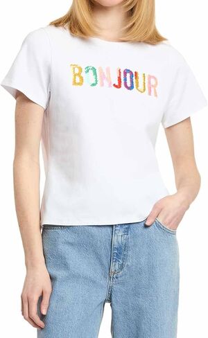 Cinq à Sept Women's Bonjour Scribble Shrunken Tee in Saudi Arabia
