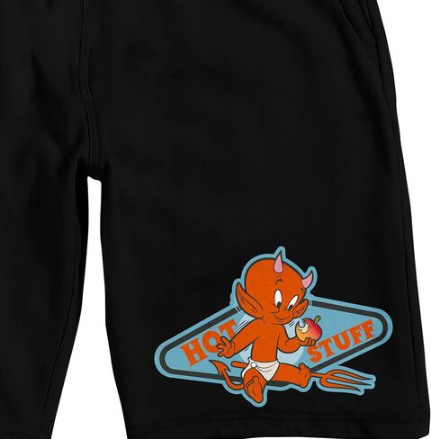 Hot Stuff Child Devil Eating Apple Men's Black Sleep Pajama Shorts in Kuwait