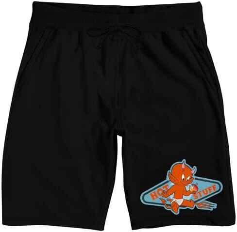 Hot Stuff Child Devil Eating Apple Men's Black Sleep Pajama Shorts in Kuwait
