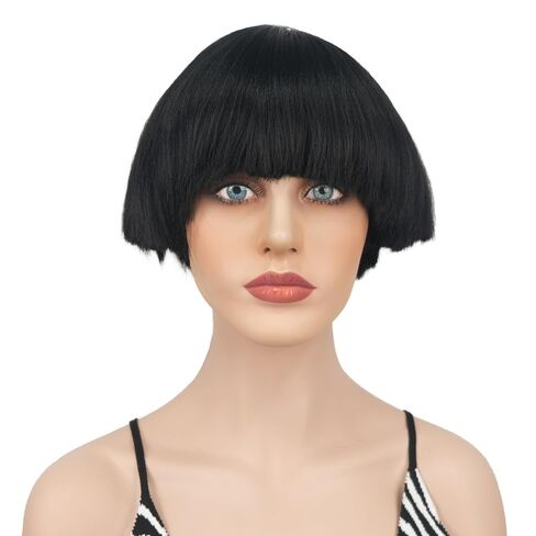 Wiginway Black Bowl Cut Costume Wig, Mushroom Cut Wigs for Male Women, Short Yaki Straight Fluffy Wigs in Saudi Arabia