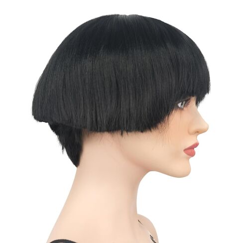 Wiginway Black Bowl Cut Costume Wig, Mushroom Cut Wigs for Male Women, Short Yaki Straight Fluffy Wigs in Saudi Arabia