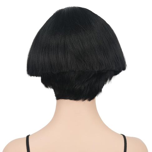 Wiginway Black Bowl Cut Costume Wig, Mushroom Cut Wigs for Male Women, Short Yaki Straight Fluffy Wigs in Saudi Arabia