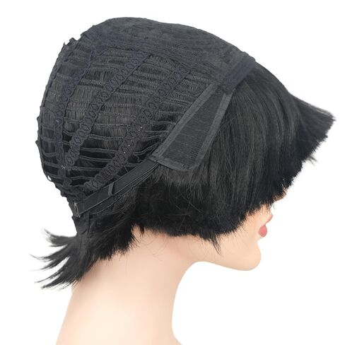 Wiginway Black Bowl Cut Costume Wig, Mushroom Cut Wigs for Male Women, Short Yaki Straight Fluffy Wigs in Saudi Arabia