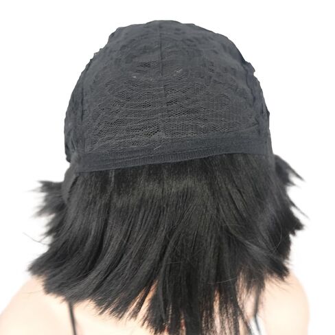 Wiginway Black Bowl Cut Costume Wig, Mushroom Cut Wigs for Male Women, Short Yaki Straight Fluffy Wigs in Saudi Arabia