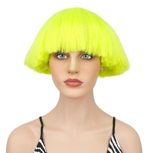 Wiginway Black Bowl Cut Costume Wig, Mushroom Cut Wigs for Male Women, Short Yaki Straight Fluffy Wigs in Saudi Arabia