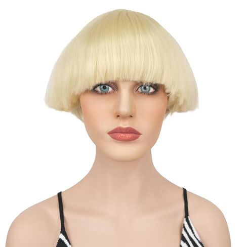 Wiginway Black Bowl Cut Costume Wig, Mushroom Cut Wigs for Male Women, Short Yaki Straight Fluffy Wigs in Saudi Arabia