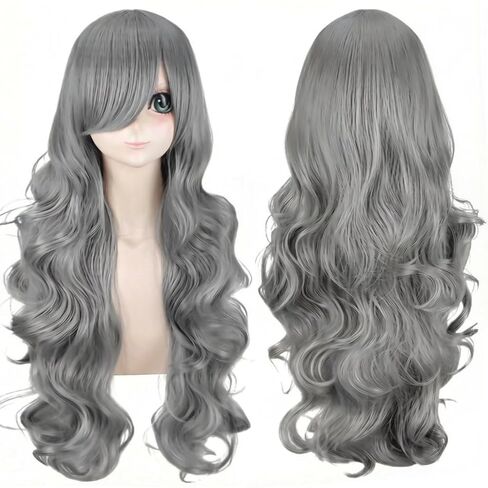 PORSMEER 80 cm/32 inch Long Curly Wavy Red Wigs Side Bangs for Women Cosplay Fancy Dress Wig Full Wig Synthetic Heat Resistant Hair in Saudi Arabia