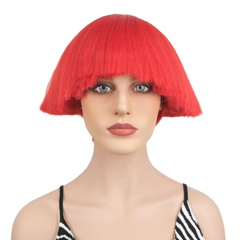 Wiginway Black Bowl Cut Costume Wig, Mushroom Cut Wigs for Male Women, Short Yaki Straight Fluffy Wigs in Saudi Arabia