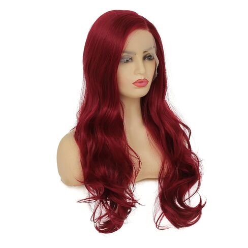 Red Lace Front Curly Wave Long Wigs for Women Heat Resistant Hair Wig Natural Looking Halloween Cosplay Party Wig in Kuwait