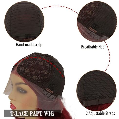 Red Lace Front Curly Wave Long Wigs for Women Heat Resistant Hair Wig Natural Looking Halloween Cosplay Party Wig in Kuwait