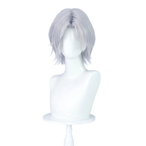 KIRA KIRA Dantee Cosplay Wig 35cm/13.8’’ Short Straight Gray Hair for Halloween Cosplay (Grey) in Kuwait