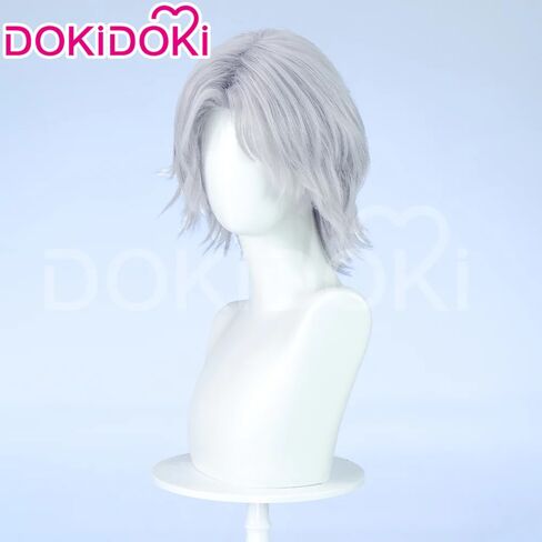 KIRA KIRA Dantee Cosplay Wig 35cm/13.8’’ Short Straight Gray Hair for Halloween Cosplay (Grey) in Kuwait