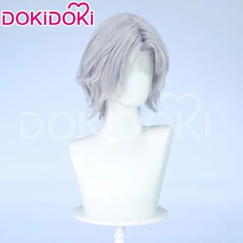 KIRA KIRA Dantee Cosplay Wig 35cm/13.8’’ Short Straight Gray Hair for Halloween Cosplay (Grey) in Kuwait
