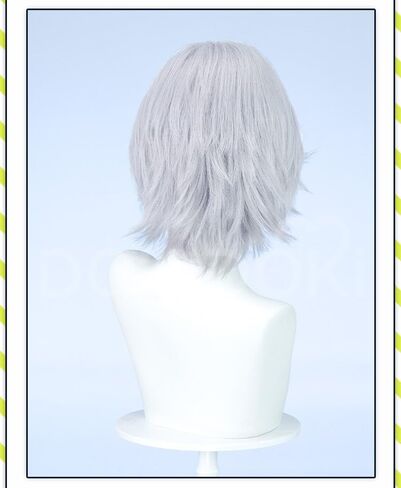 KIRA KIRA Dantee Cosplay Wig 35cm/13.8’’ Short Straight Gray Hair for Halloween Cosplay (Grey) in Kuwait