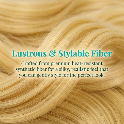 Ruina 6pcs Women Blonde Princess Wig for Adults Costume Cosplay with Crown Wand Brooch Earrings Wig Cap - Wavy Wig for Halloween Birthday Party - Pre-cut Bangs & Soft & Breathable R063 in Saudi Arabia