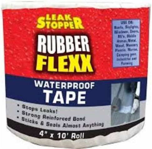 Leak Stopper Rubber Flexx Waterproof Tape |4 in x 10 ft| Repair Material to Seal and Fix Leaks, Roofs, Gutters, Windows & More! | Incredible Adhesion w/Durability and Toughness | 1 Pack White in Kuwait