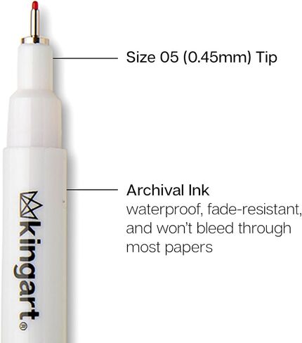 KINGART 435-8 PRO Inkline Color Micro Line & Precision Graphic Pens, 8 COLORS Size 05 (0.45 mm) Nibs, Archival Waterproof Japanese Ink for Art, Illustration, Lettering, Anime, Technical Drawing, Manga in Kuwait