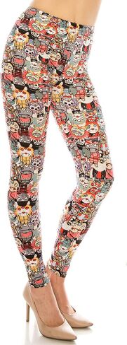 Eevee Women's Basic Comfort Stretch Soft Solid and Stylish Print Leggings BAT#1 in Saudi Arabia