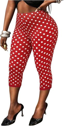 MakeMeChic Women's Plus Size Capri Leggings Y2K Bow High Waist Skinny Cropped Pants in Kuwait
