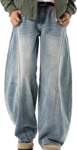 LUOBANIU Men's Baggy Jeans Loose Fit Denim Jeans Irregular Hip Hop Pants Vintage Y2K Skater Trousers Streetwear in Kuwait