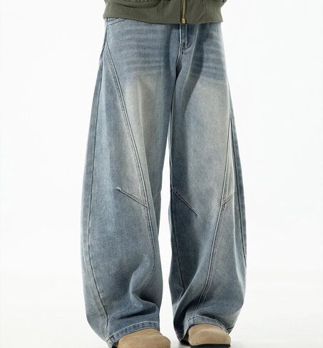 LUOBANIU Men's Baggy Jeans Loose Fit Denim Jeans Irregular Hip Hop Pants Vintage Y2K Skater Trousers Streetwear in Kuwait
