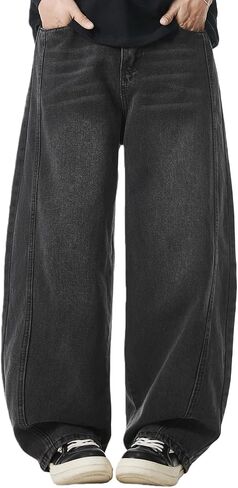 LUOBANIU Men's Baggy Jeans Loose Fit Denim Jeans Irregular Hip Hop Pants Vintage Y2K Skater Trousers Streetwear in Kuwait