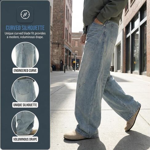 LUOBANIU Men's Baggy Jeans Loose Fit Denim Jeans Irregular Hip Hop Pants Vintage Y2K Skater Trousers Streetwear in Kuwait