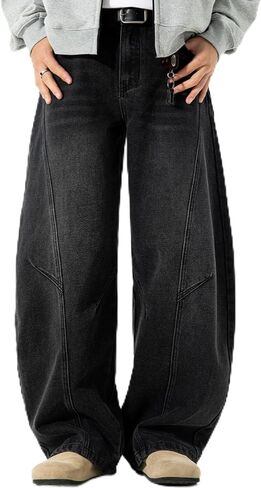 LUOBANIU Men's Baggy Jeans Loose Fit Denim Jeans Irregular Hip Hop Pants Vintage Y2K Skater Trousers Streetwear in Kuwait
