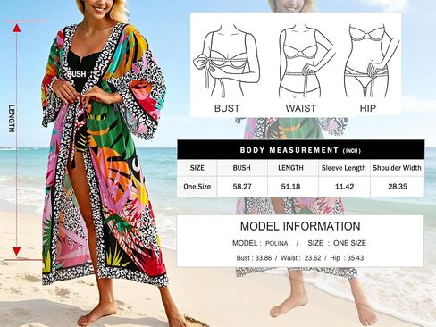 Women's Long Kimono Cover Ups Lightweight Open Front Cardigans Dress Casual Swimsuit Robe for Beach Swimwear in Kuwait
