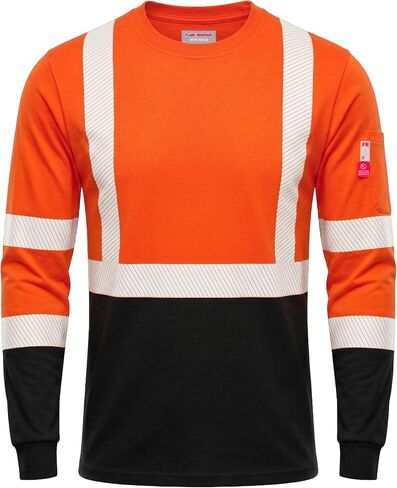 KONRECO FR Tee Shirts High Visibility Lightweight 6oz Long Sleeve Hi-Vis Flame Resistant Safety Shirts CAT 2 in Saudi Arabia