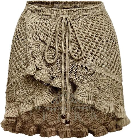 SHENHE Women's Crochet Beach Wrap Skirt Coverups Hollow Out Knit Swimsuit Cover Up in Kuwait