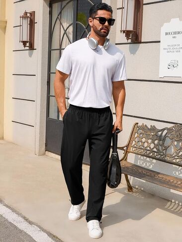 Runcati رجل فضفاض Sweatpants عادية الرباط مرونة الخصر ركض خفيفة الوزن تجريب Y2K المسار المظلة السراويل in Saudi Arabia