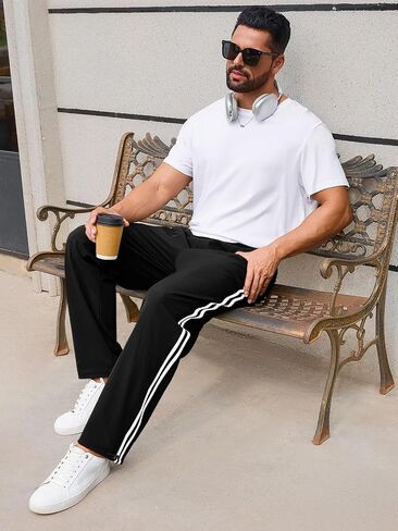 Runcati رجل فضفاض Sweatpants عادية الرباط مرونة الخصر ركض خفيفة الوزن تجريب Y2K المسار المظلة السراويل in Saudi Arabia