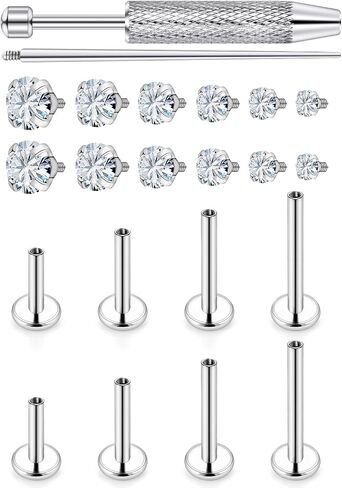 Medusa Piercing Jewelry Stainless Steel Labret Stud Monroe Lip Ring for Tragus Conch Cartilage Helix Earrings Bar Length 6mm 8mm 10mm 12mm Plus Piercing Ball Grabber Tool in Saudi Arabia