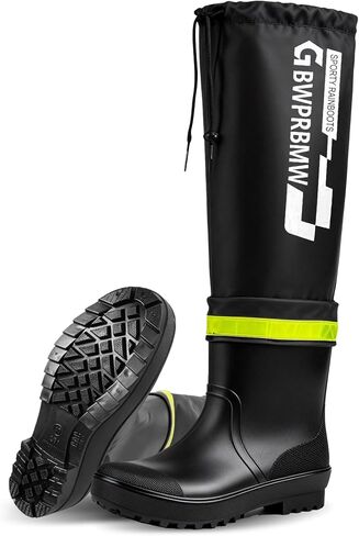 Mens PVC Eco-Friendly Rain Boots High-Top with Drawstring Lightweight Comfortable Knee-High Fishing Shoes Outdoor Work in Saudi Arabia