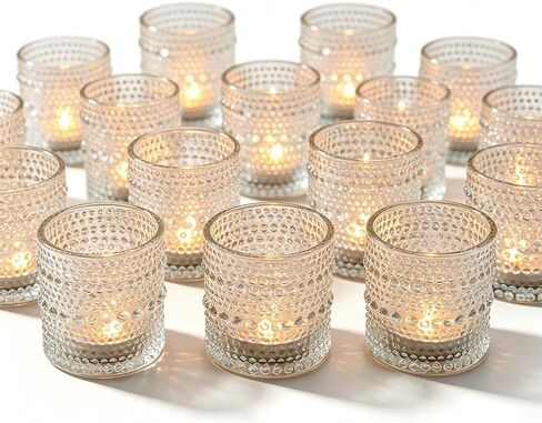 35 Pack Vintage Votive Candle Holders, Clear Glass Candle Holder for Birthday Shower Wedding Christmas Candle, Tea Light Candles Holder for Home Table Centerpieces Decor in Saudi Arabia
