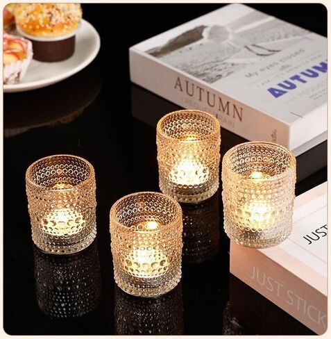 35 Pack Vintage Votive Candle Holders, Clear Glass Candle Holder for Birthday Shower Wedding Christmas Candle, Tea Light Candles Holder for Home Table Centerpieces Decor in Saudi Arabia