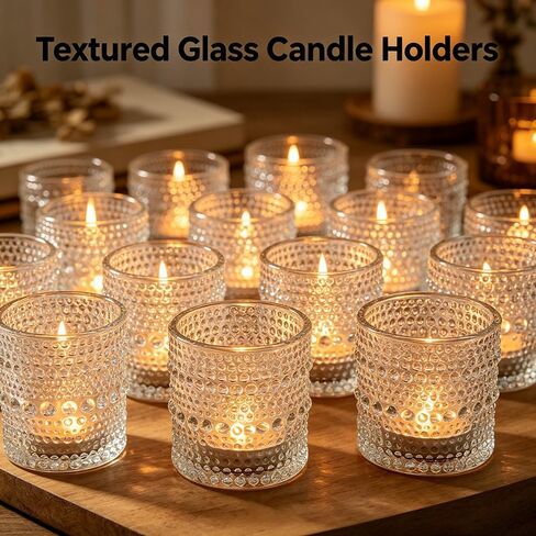 35 Pack Vintage Votive Candle Holders, Clear Glass Candle Holder for Birthday Shower Wedding Christmas Candle, Tea Light Candles Holder for Home Table Centerpieces Decor in Saudi Arabia