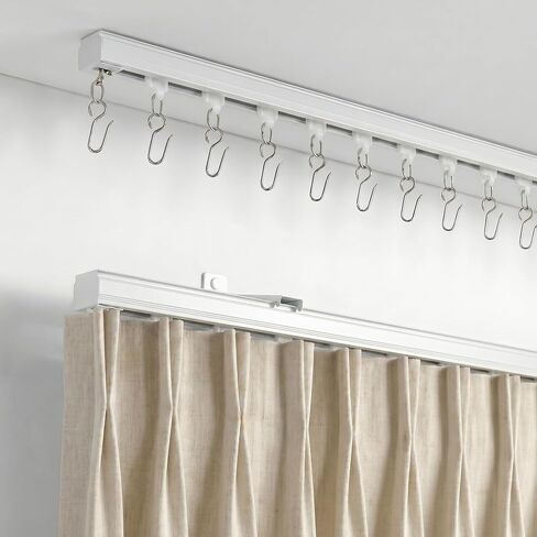 Hoeflife Ceiling Curtain Tracks,6-9FT Curtain Track Wall Mount for Bedroom,Room Divider,Living,Ceilings Mounted Curtains Track Rod,Ceiling Mount Curtains Rail Set with Hook White in Saudi Arabia