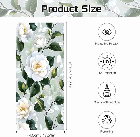 Window Privacy Film Frosted Glass Window Sticker Window Film Static Glass Cling Tint Non-Adhesive for Home Door Decorative Frosting Cover 17.5 X 78.7 inch in Saudi Arabia