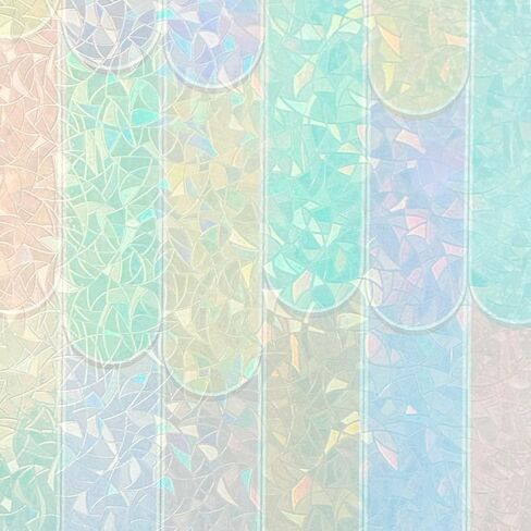 Static Cling Privacy Window Film Frosted Sliding Glass Door Film 3D Rainbow Yellow Orange Crossed Resuable Anti UV Heat Control,17.5 inches by 78.7 inches in Saudi Arabia