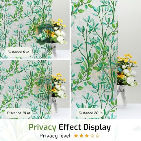LUTE Stained Glass Window Privacy Film, Leaf Rainbow, 17.5" X 78.7" | No Glue No Residue, Static Cling Removable Renter Friendly, UV Blocking, for Home Decor Glass Door in Saudi Arabia