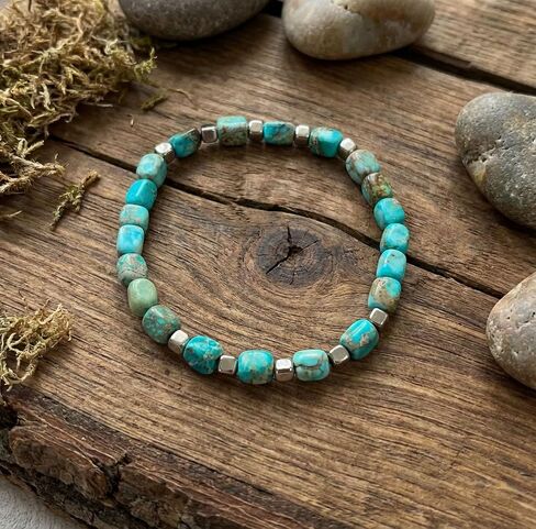 Turquoise Bracelet, Hematite Natural Stone Western Adjustable Bracelet for Men & Women, December Birthstone Jewelry in Kuwait
