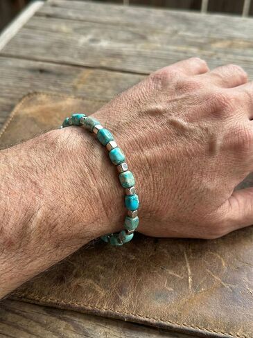 Turquoise Bracelet, Hematite Natural Stone Western Adjustable Bracelet for Men & Women, December Birthstone Jewelry in Kuwait