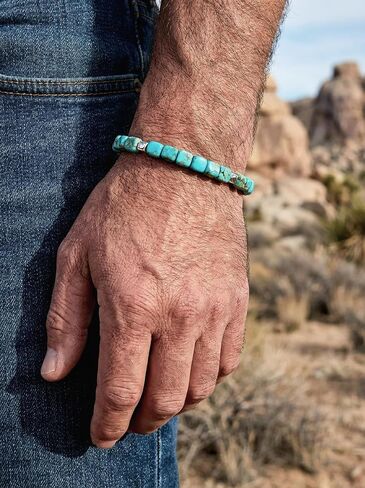 Turquoise Bracelet, Hematite Natural Stone Western Adjustable Bracelet for Men & Women, December Birthstone Jewelry in Kuwait