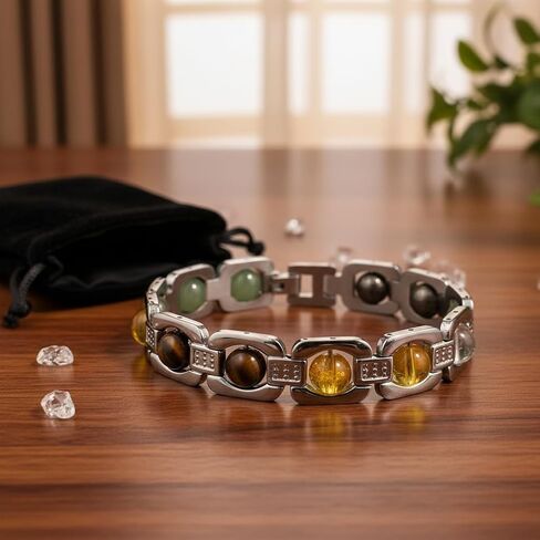 Arihant Gems And Jewels® Original Certified Dhan Yog Bracelet 8 Mm Beads I Energy Healing Adjustable Crystal Jewelry For Men & Women I Attract Wealth, Prosperity & Success For Men & Women Size 7.5 Inch in Saudi Arabia