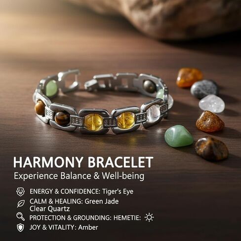 Arihant Gems And Jewels® Original Certified Dhan Yog Bracelet 8 Mm Beads I Energy Healing Adjustable Crystal Jewelry For Men & Women I Attract Wealth, Prosperity & Success For Men & Women Size 7.5 Inch in Saudi Arabia