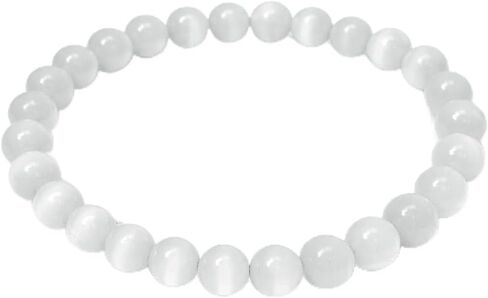 Natural Selenite Unisex Crystal Bracelet 8mm Beads, Healing, Energy Cleansing & Vastu Correction Stone for Men & Women, Spiritual Protection & Meditation Jewelry, Bring Luck, Prosperity, Happiness in Saudi Arabia