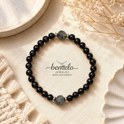 BEMELO Obsidian Guard Bracelet – Obsidian & Black Tourmaline 4mm Manifestation & Protection Natural Stone Beaded Stretch Bracelet for Men & Women in Saudi Arabia